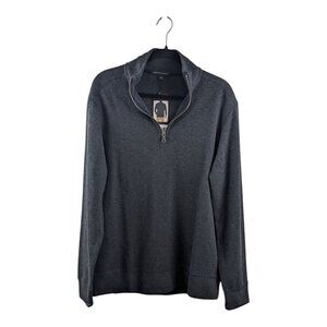 NWT Banana Republic Men's Gray Quarter Zip Cotton Blend Knit Sweater Size M